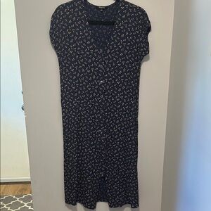 Madewell Navy Floral Midi Dress Size XS